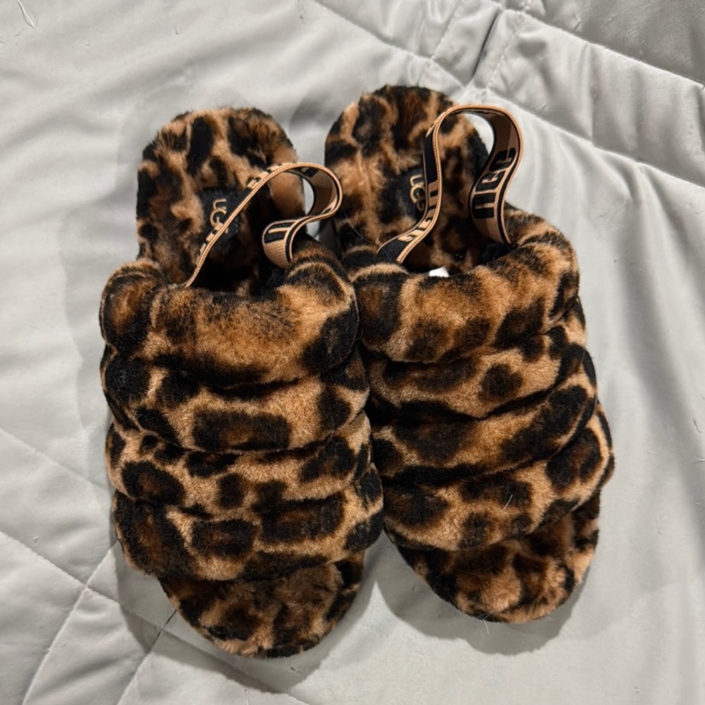 UGG Animal Print Fluffy Slippers